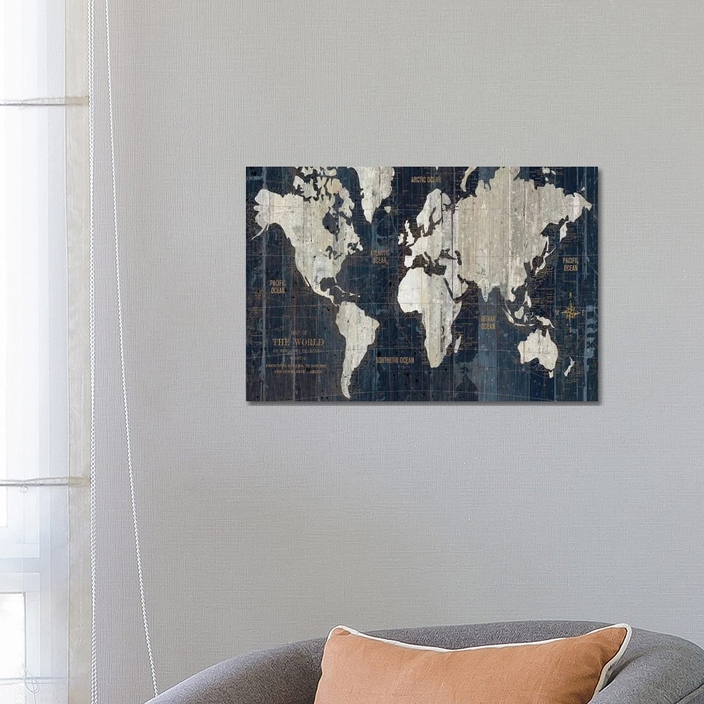 iCanvas "Old World Map Blue" by Wild Apple Portfolio Canvas Print