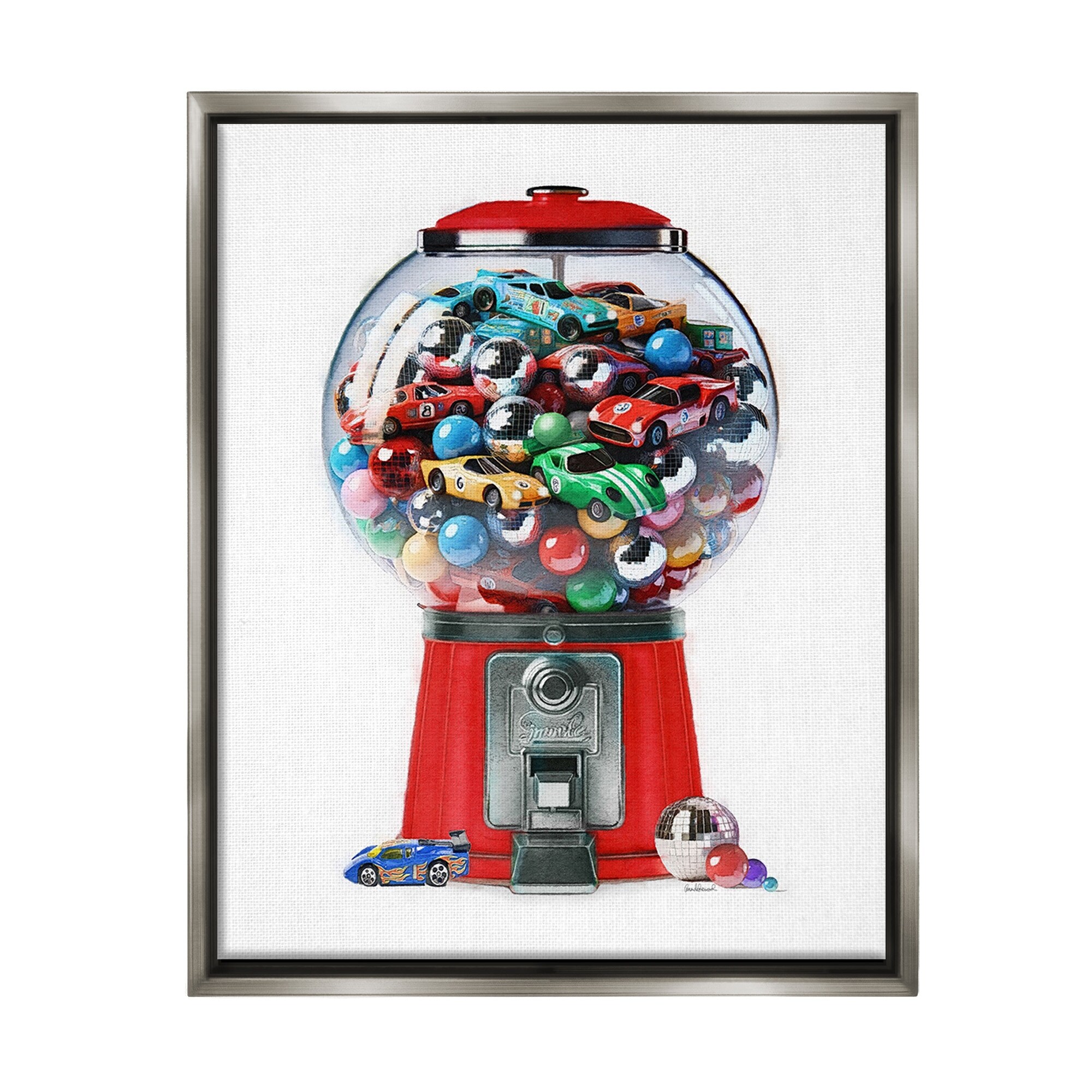 Stupell Race Car Candy Dispenser Framed Floater Canvas Wall Art Design By Amanda Greenwood