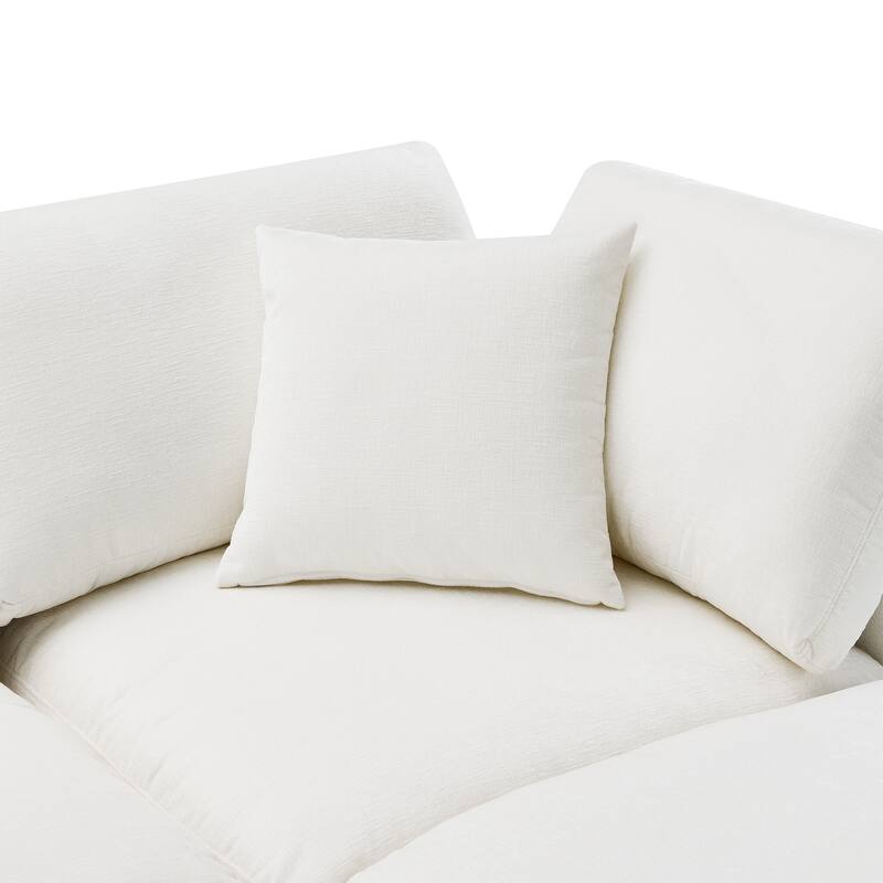 130" Chenille Modular Cloud Sofa with Ottoman, U-Shaped 6-Seater, 330lb Capacity