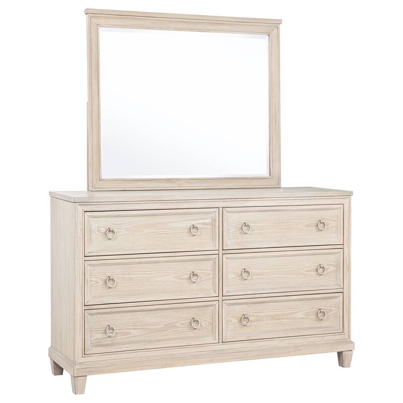 Pembroke 6-drawer Bedroom Dresser with Mirror Washed Oak - Dresser with Mirror