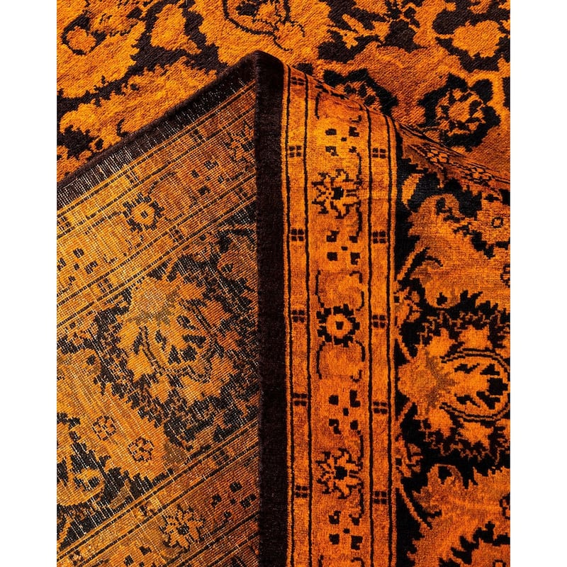 Overdyed, One-of-a-Kind Hand-Knotted Area Rug - Orange - 6' 3" x 8' 10"