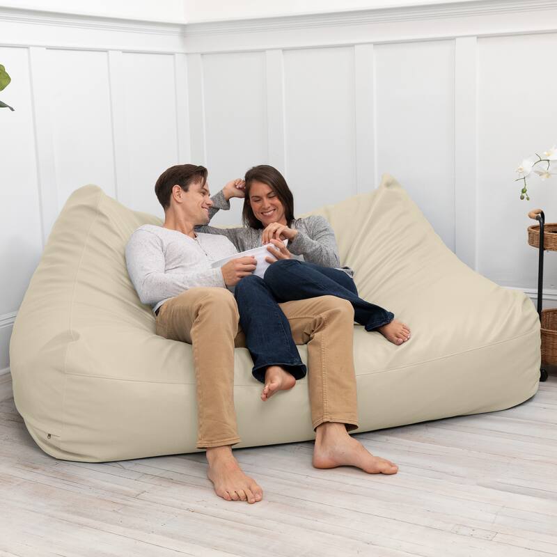 Atrium Collection Lozia Loveseat - Large Bean Bag Sofa for Home Theaters, Offices, Schools & Receptions - Faux Leather - N/A