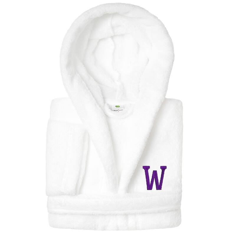 Sweet Kids 100% Polyester SUPER PLUSH Double Brushed Hooded Bathrobe with Purple Bookman Monogram - Small - W