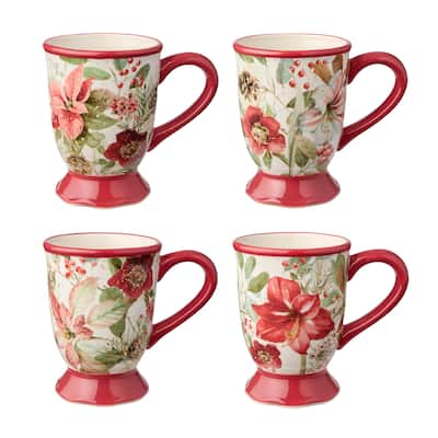 Certified International Winter Blooms Set of 4 Mugs18 oz. asst.