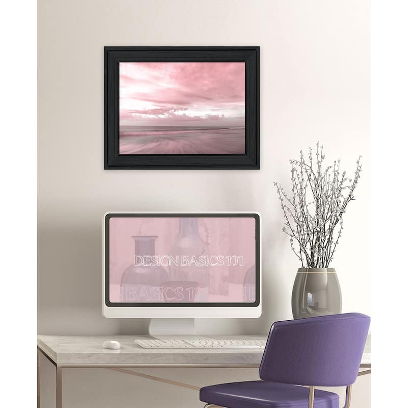 TrendyDecor4U Coastal "Pink Beach Emotions" Framed Print Wall Art