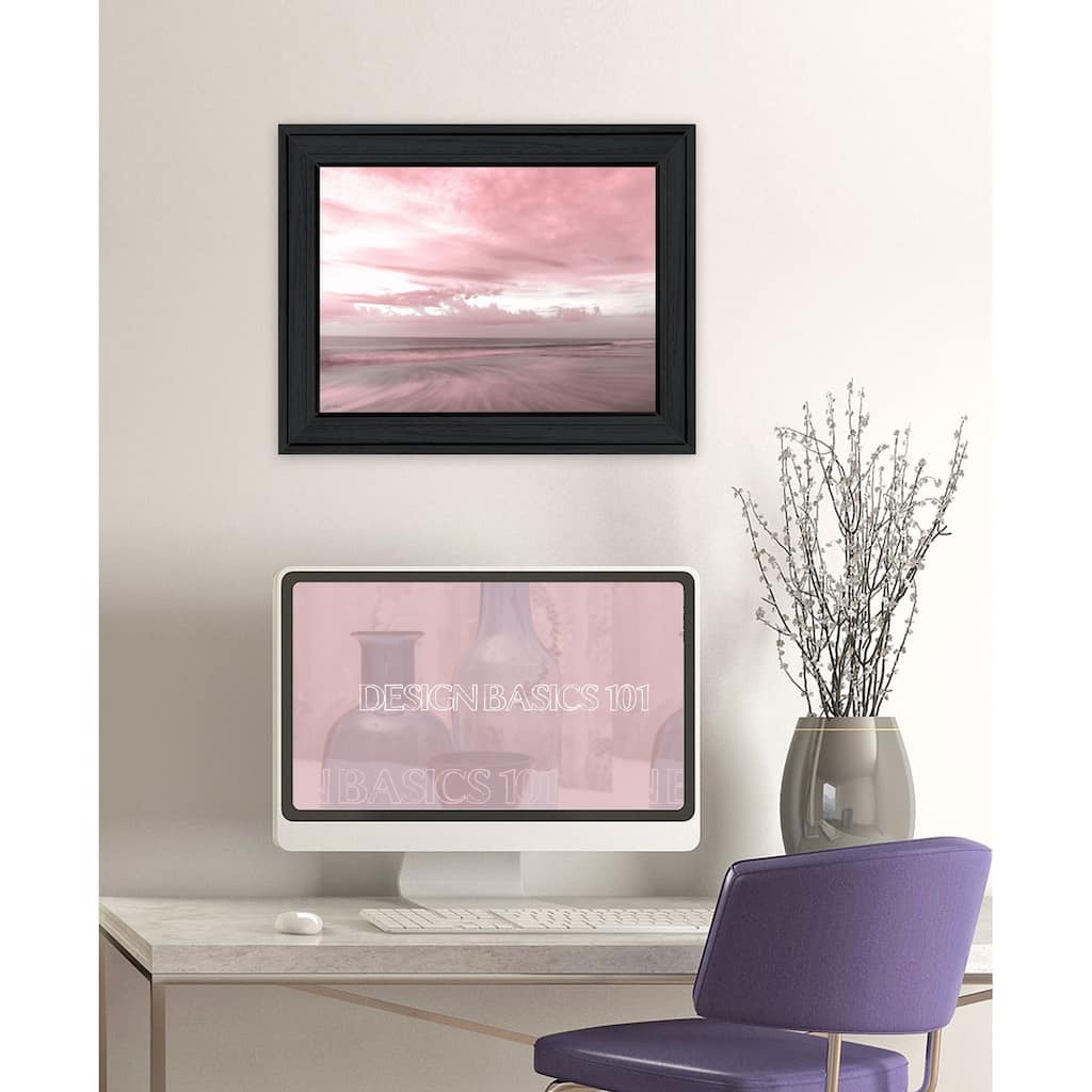 TrendyDecor4U Coastal "Pink Beach Emotions" Framed Print Wall Art