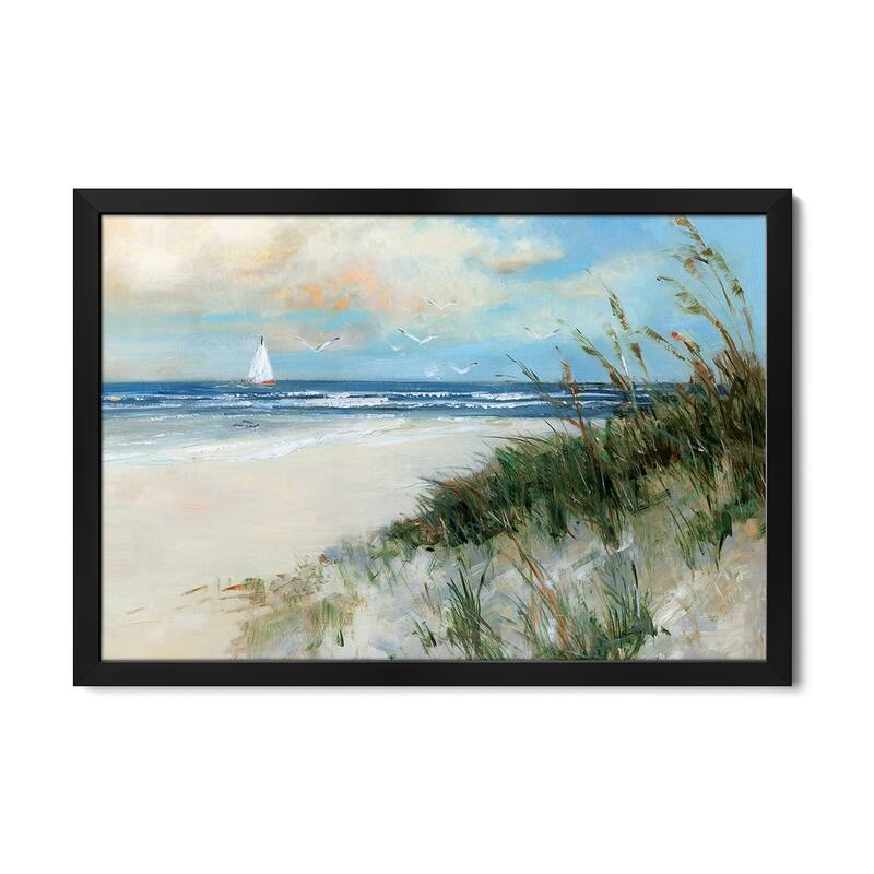 Oak Island Sunrise Premium Framed Poster by Sally Swatland - Black - 32x24x1
