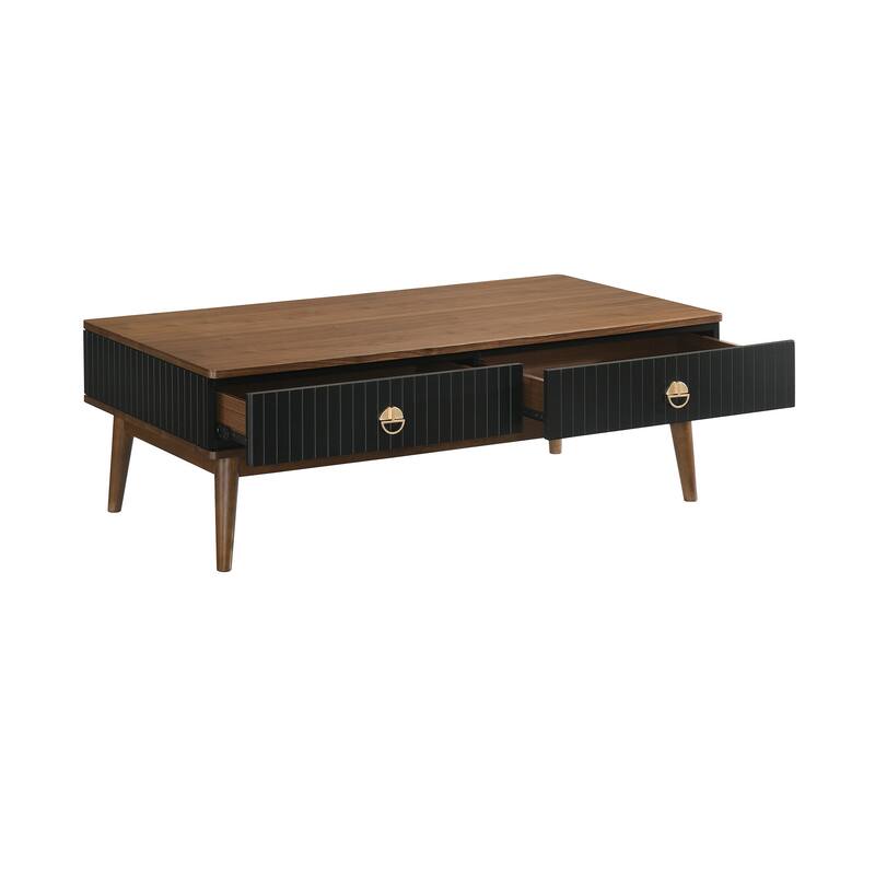 HomeRoots 47" Brown Solid Wood Coffee Table With Two Drawers - 47