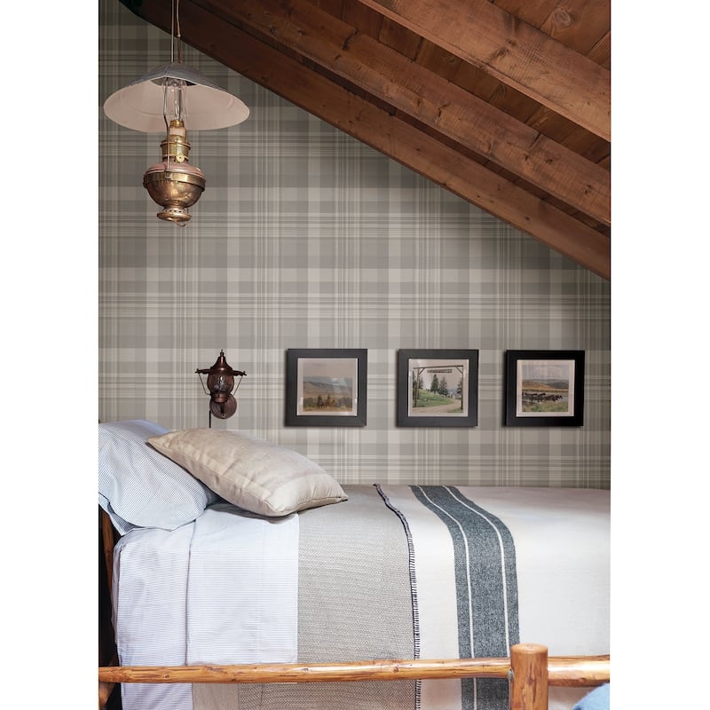 Dutton Plaid Grey Wallpaper