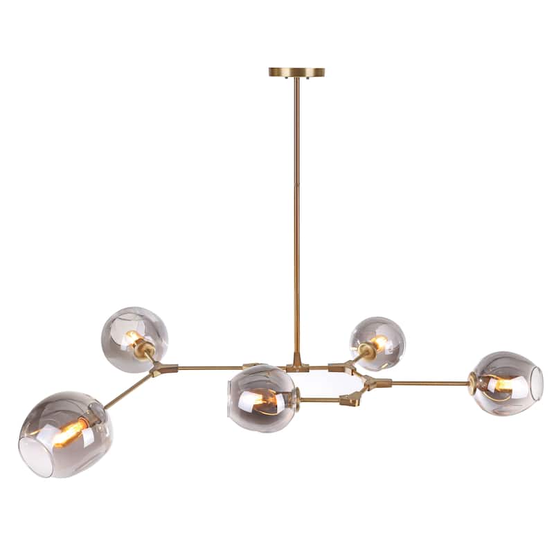 SAFAVIEH Lighting Corbett 5-light Edison Bulb Greige Pendant - 53.5"x32"x45"