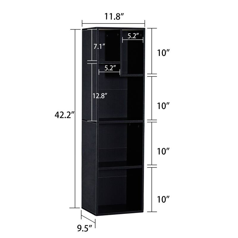5 Tier Bookshelf, Set of 2 Tall Bookcase Shelf Storage Organizer, Modern Book Shelf for Bedroom, Living Room and Home Office