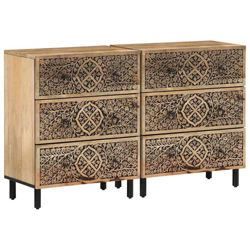 vidaXL Side Cabinet Natural Mango Wood Solid Mango Wood Medium - 13.0 x 23.6 x 29.5 in