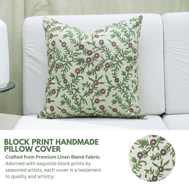 Fabdivine Cozy Floral Cushion Cover for Couch, Fall Gift Farmhouse Throw Home Décor 16x16 Inches Linen Pillowcase, Shehjan