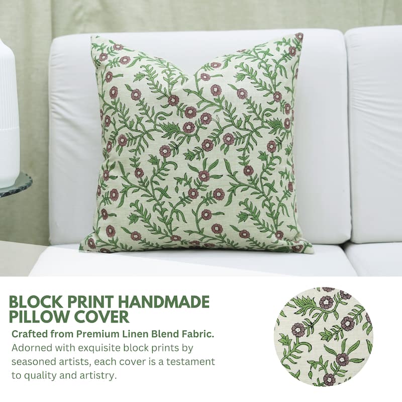 Fabdivine Cozy Floral Cushion Cover for Couch, Fall Gift Farmhouse Throw Home Décor 22x22 Inches Linen Pillowcase, Shehjan