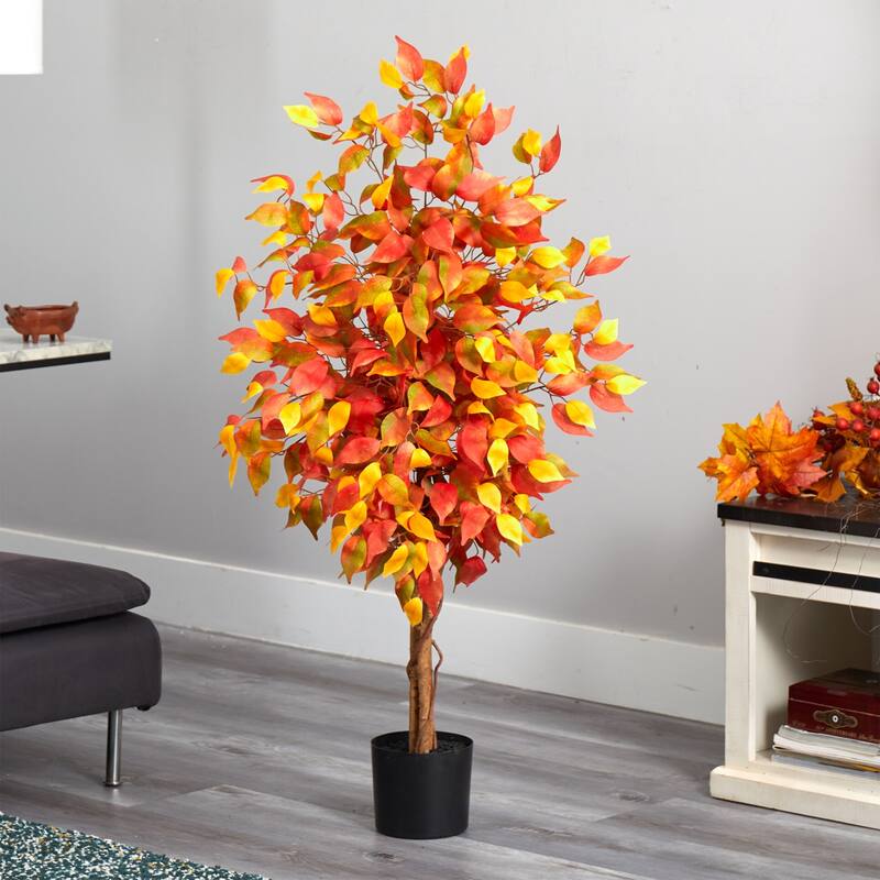 Ficus Fall Harvest Artificial Potted Christmas Tree- 4’- Unlit