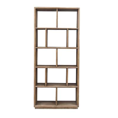 Neya Etagere Bookshelf, Brick Bond Racks, Brown Pine Wood, 85 Inch