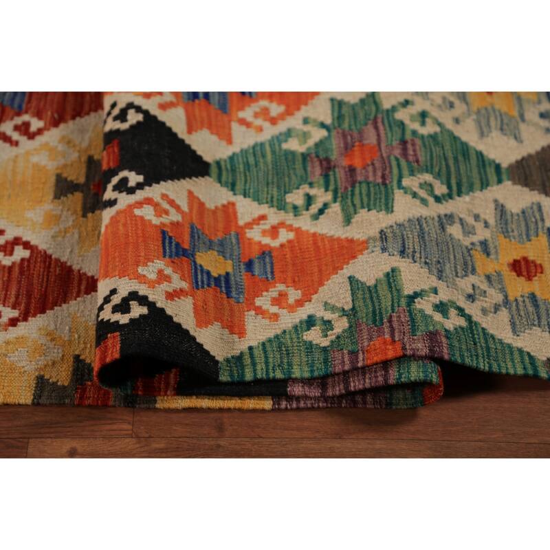 South Western Style Kilim Large Rug Flatweave Wool Carpet - 10'4"x 16'0"