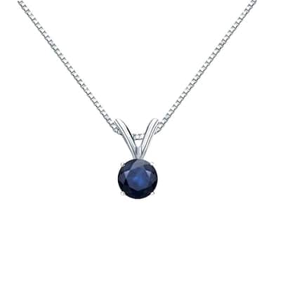 Auriya 14K Gold 1/4ct Blue Sapphire Solitaire Necklace with Adjustable Chain