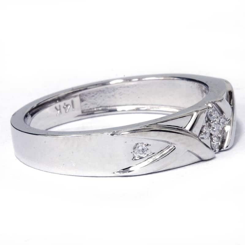 Mens Diamond Cross Ring White Gold