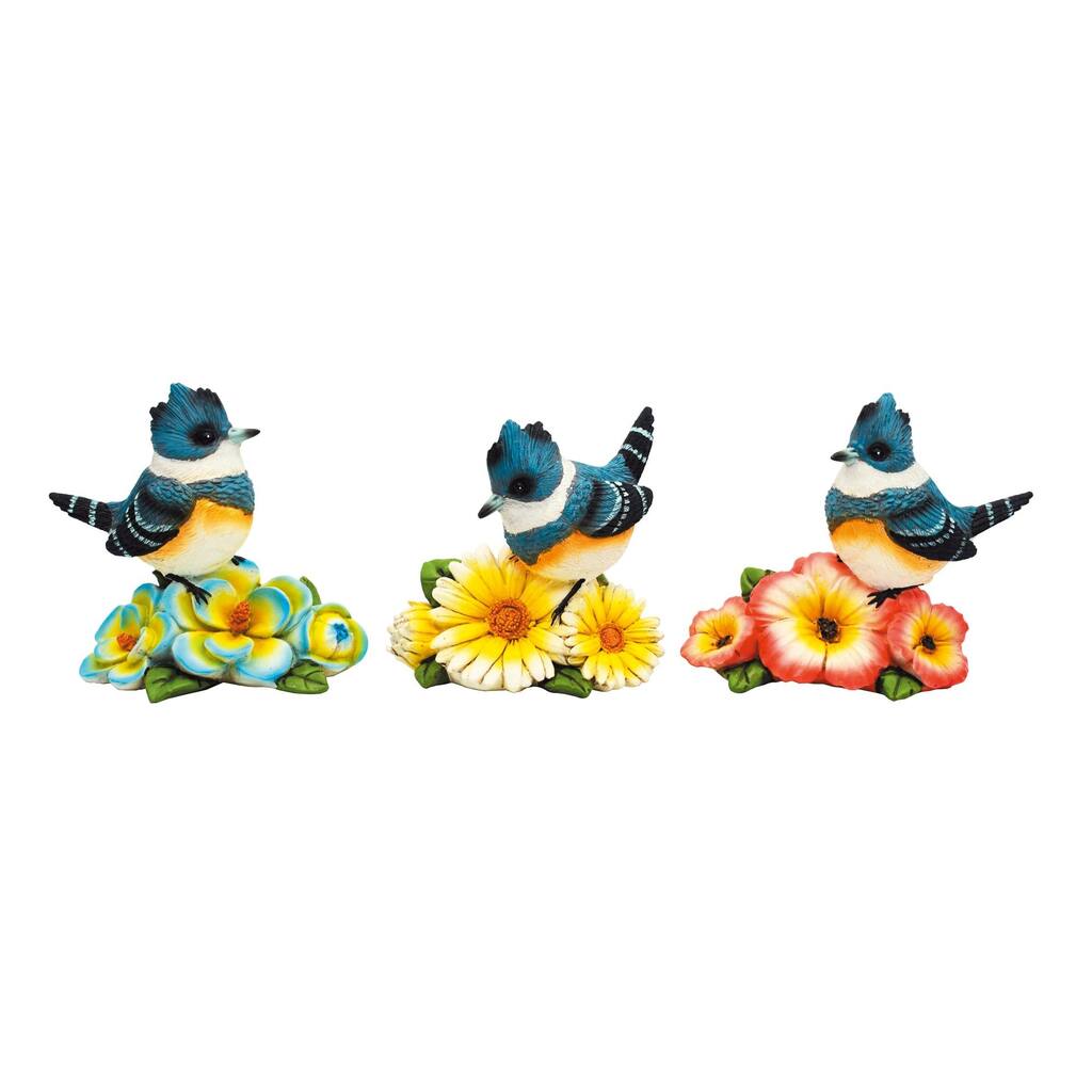 Transpac Resin Woodpecker On Flower Set of 3 Spring Home Decorations