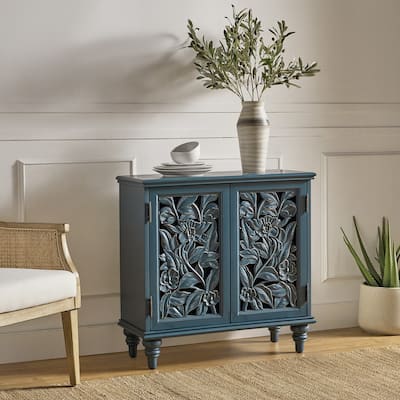 Alban Traditional 32"Tall 2 Hollow Door Accent Cabinet with LED light by HULALA HOME