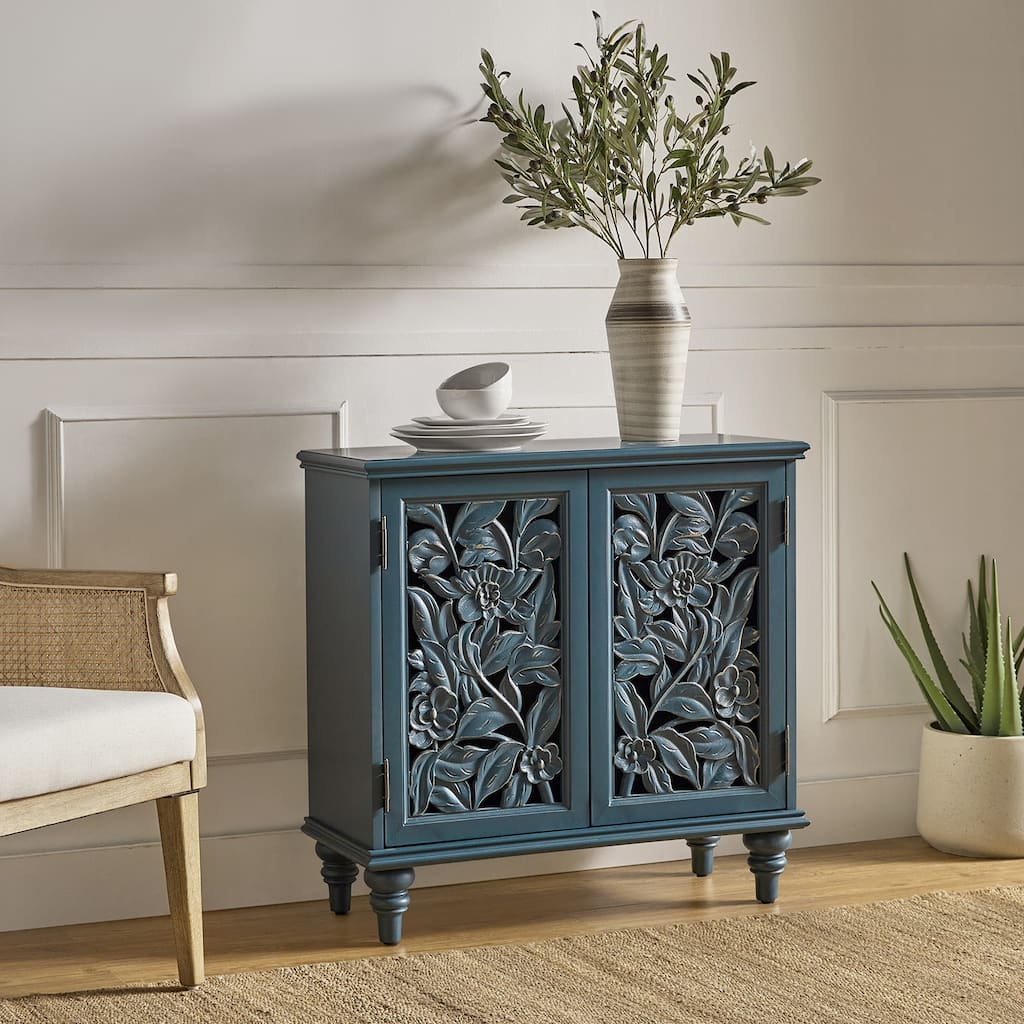 Alban Traditional 32"Tall 2 Hollow Door Accent Cabinet with LED light by HULALA HOME