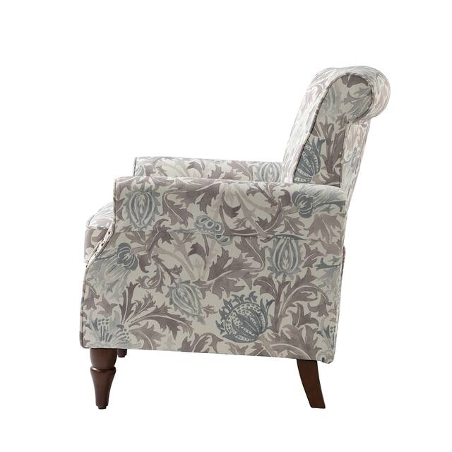 HULALA HOME Nailhead Trim Traditional Accent Armchair with Rolled Arms