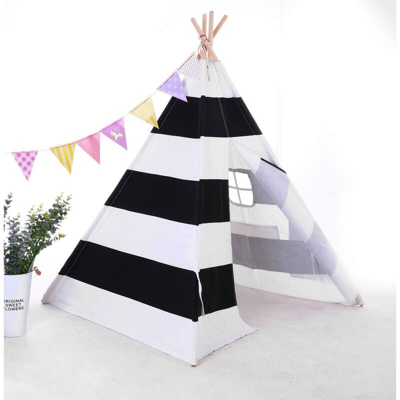 Natural Cotton Canvas Teepee Tent for Kids Indoor & Outdoor Use