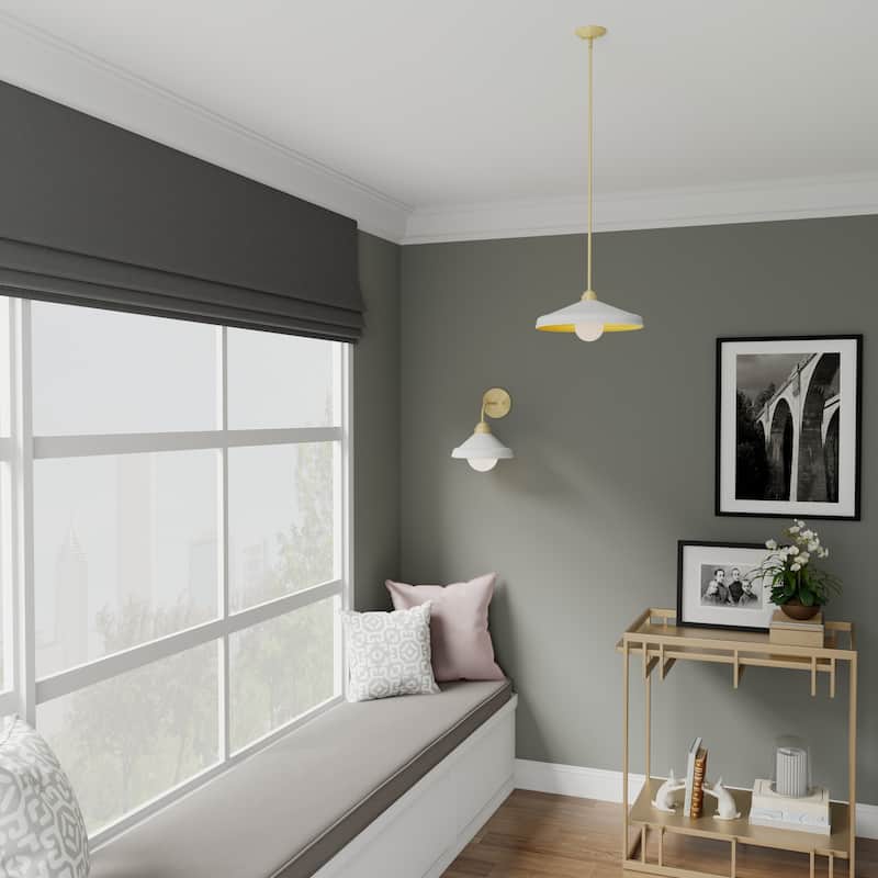 Lumanity Brooks Matte White 18" Adjustable Barn Light Pendant - 18'' D x 18'' W x 6'' H