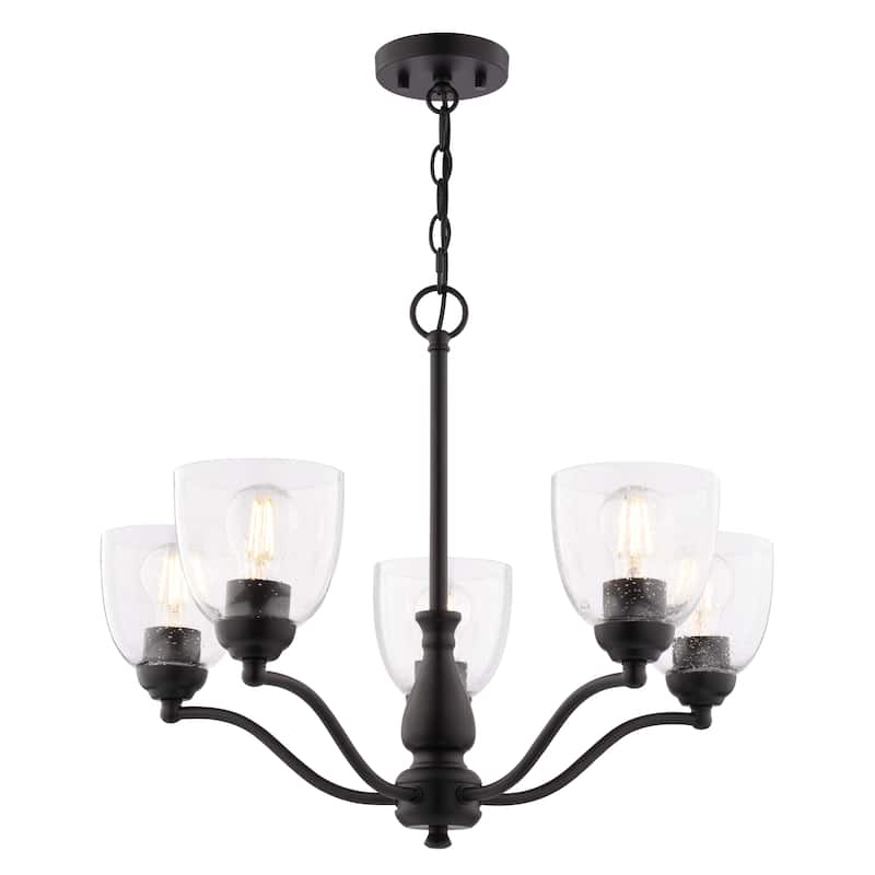 Bellwood 5-Light Traditional Chandelier, Glass Shade, Pendant Fixture for Dining Table Kitchen Entryway Bedroom Island