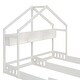preview thumbnail 12 of 10, Twin Size House Platform Beds with Shelves and Guardrails, 2 Shared Beds in Creamy White