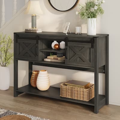 46" Console Table with Sliding Barn Door