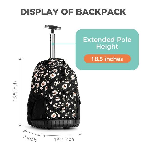 Kids Rolling Backpack for Girls Teen, 18 Inch Travel Roller Backpack with Wheels School Bookbag, Daisy Black - Bed Bath & Beyond - 42714432 Kids Rolling Backpack for Girls Teen, 18 Inch Travel Roller Backpack with Wheels School Bookbag, Daisy Black - Bed Bath & Beyond - 42714432