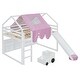 preview thumbnail 6 of 18, Pink Wooden House-shaped Loft Bed Kids Bed with Tent,Full size