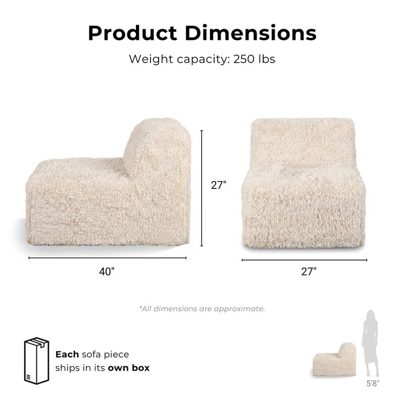 Furniture of America Ylena Modern 6-Piece Faux Fur Foam Modular Compressed Sofa Bed