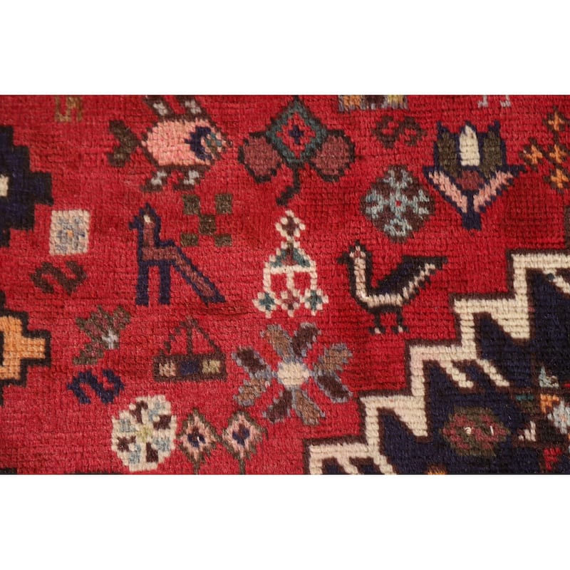 Tribal Shiraz Persian Vintage Rug Living Room Handmade Wool Carpet - 6'7"x 9'10"