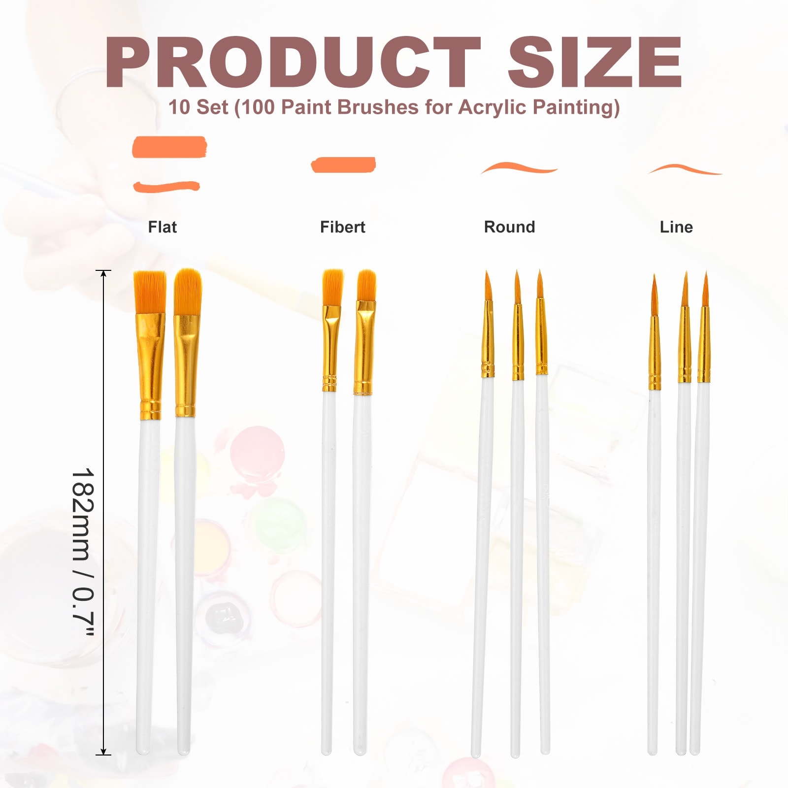 Paint Brushes Set, Acrylic Paint Brush Nylon Hair for Watercolor Oil Painting Miniature Detailing Rock Painting