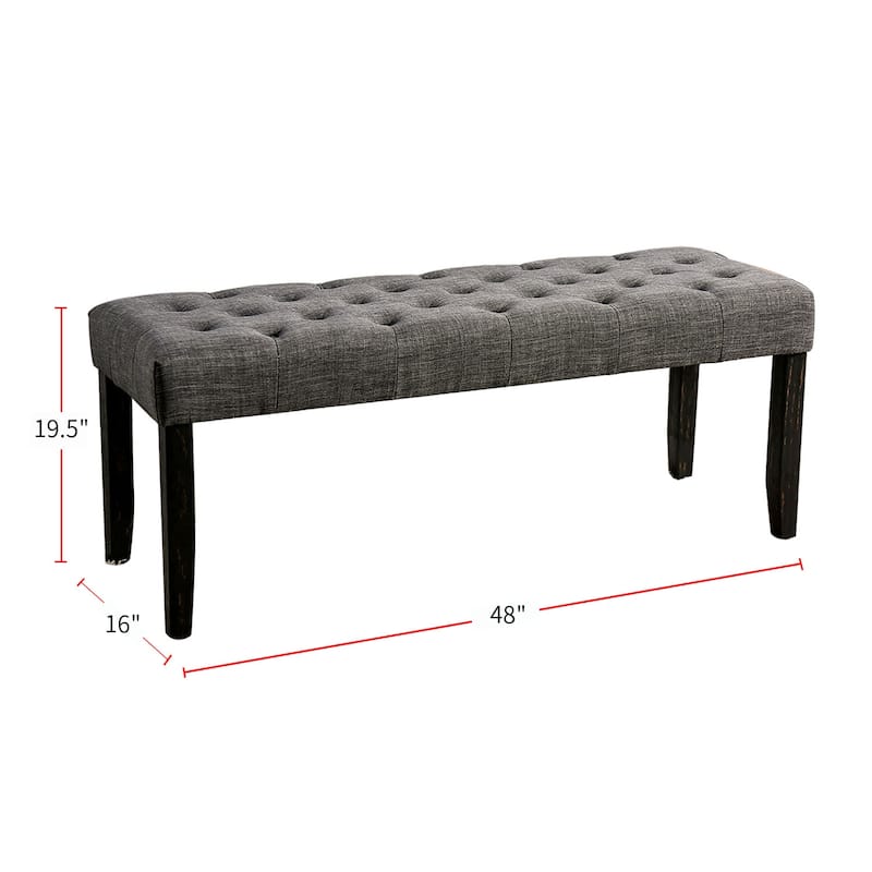 Fabric and Wood Dining Bench
