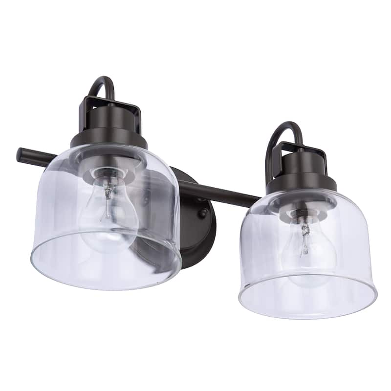 15" Wide Black 2-Light Dimmable Bathroom Vanity Light Wall Sconce