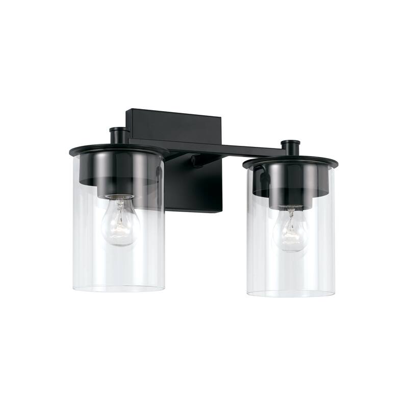Mason 2-light Bath/ Vanity Fixture w/ Clear Glass - Matte Black