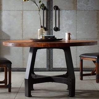 INK+IVY Lancaster Round Dining/Gathering Table - amber/ graphite