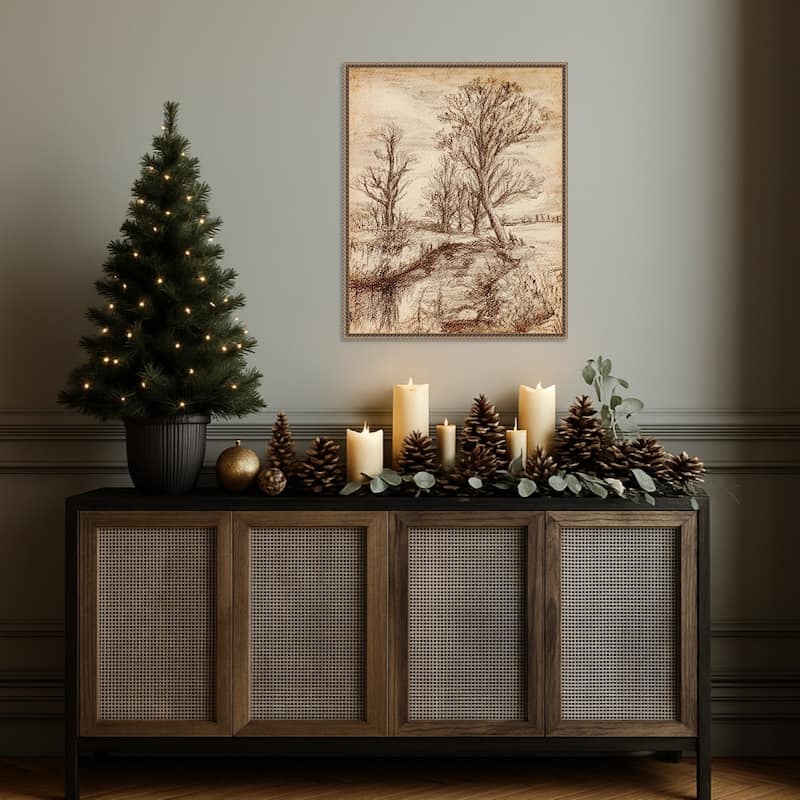Forest View II by Melissa Wang (23 x 28 in.), Framed Canvas Wall Art Print - Sylvie Beaded Dark Gold