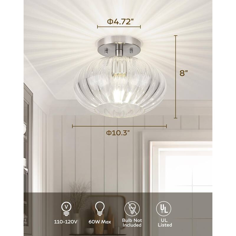 10.3" Dome Glass Flush Mount Modern Ceiling Light