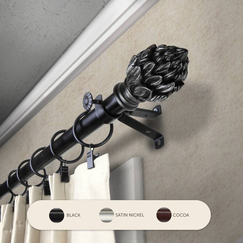 InStyleDesign Kindle Adjustable Curtain Rod - 28 to 48 inches - Black