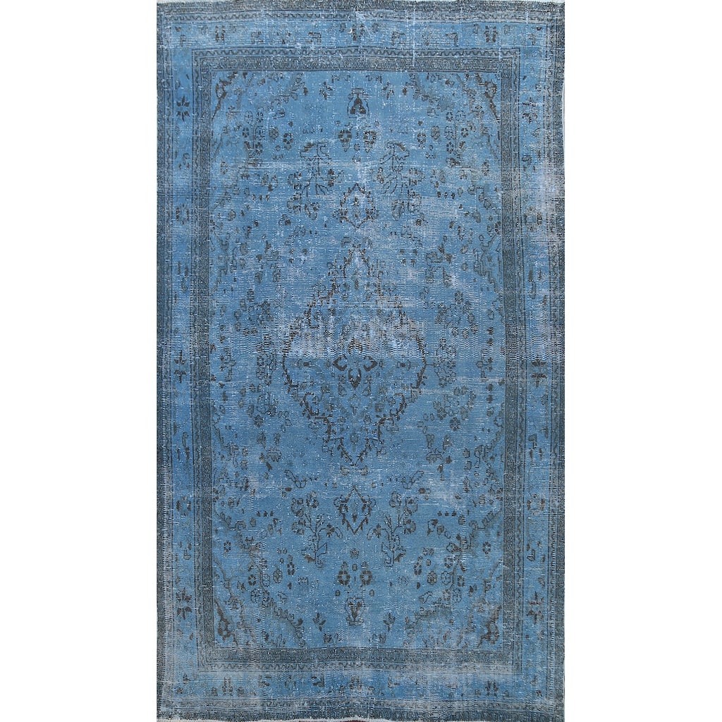 Over-Dye Floral Hamedan Persian Area Rug Wool Handmade Carpet - 6'8" x 9'6"