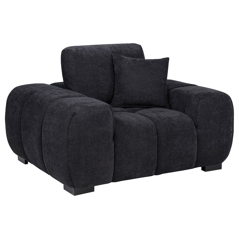 Octavia Fabric Upholstered Track Arm Accent Chair Black - 54.75" x 41.75" x 35.5" - Black