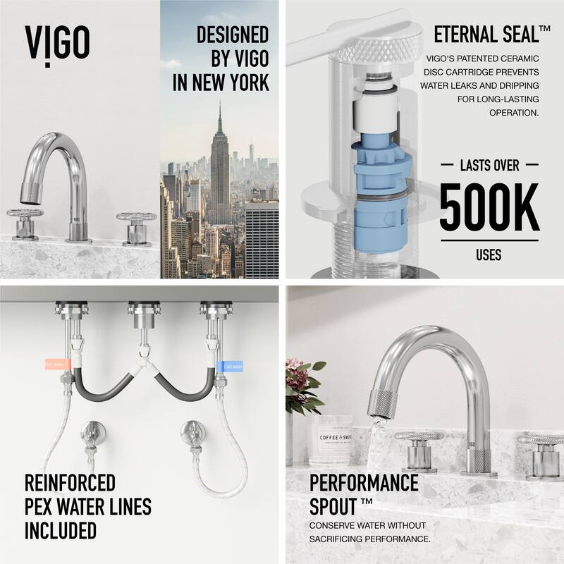 VIGO Wythe 8" H 2-Handle Widespread Bathroom Faucet