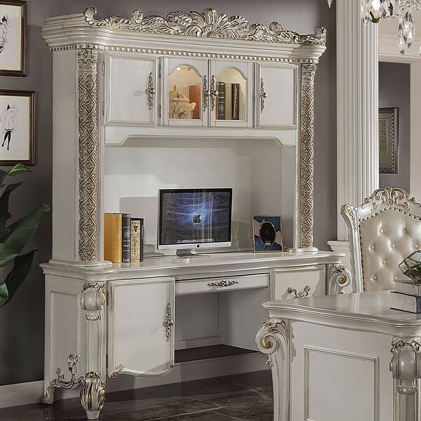 Acme Vendome COMPUTER DESK & HUTCH Antique Pearl Finish Bed Bath