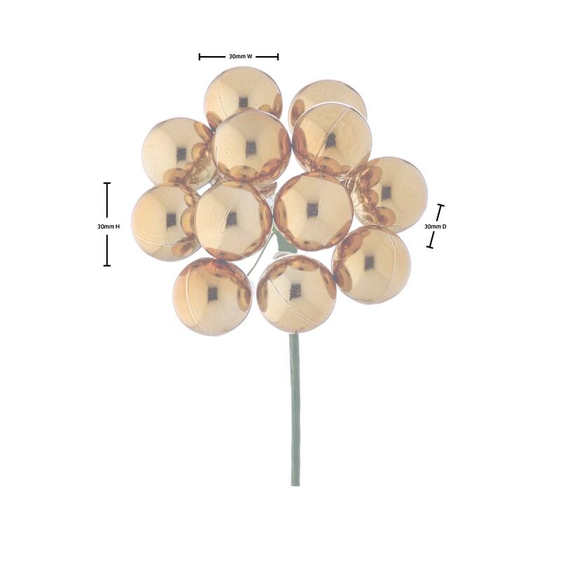 30mm Shatterproof Plastic 12 Bunch Shiney Stemball Set of 4