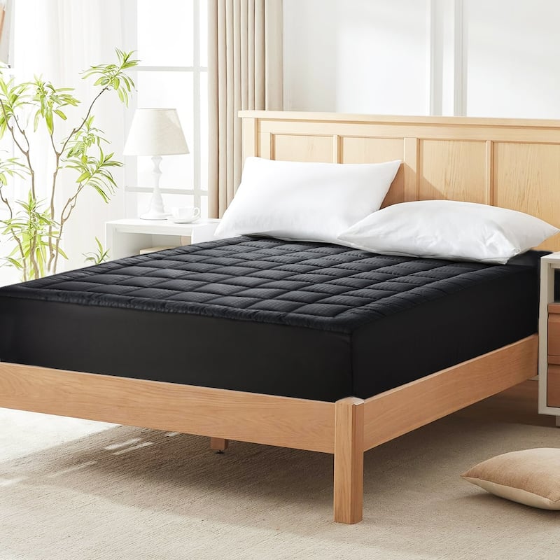 Soft Washable Embossed Square Pattern Fitted Mattress With Deep Pocket - Full - Black